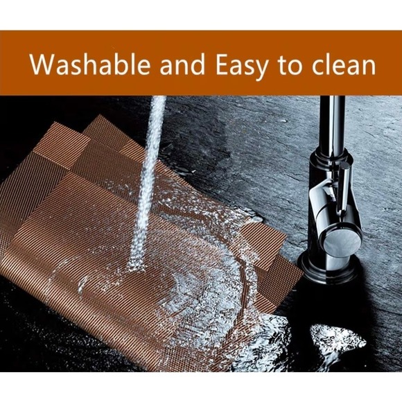 Placemats Table Runner Set Woven Crossweave Vinyl Kitchen Tablemats Washable - Picture 4 of 7